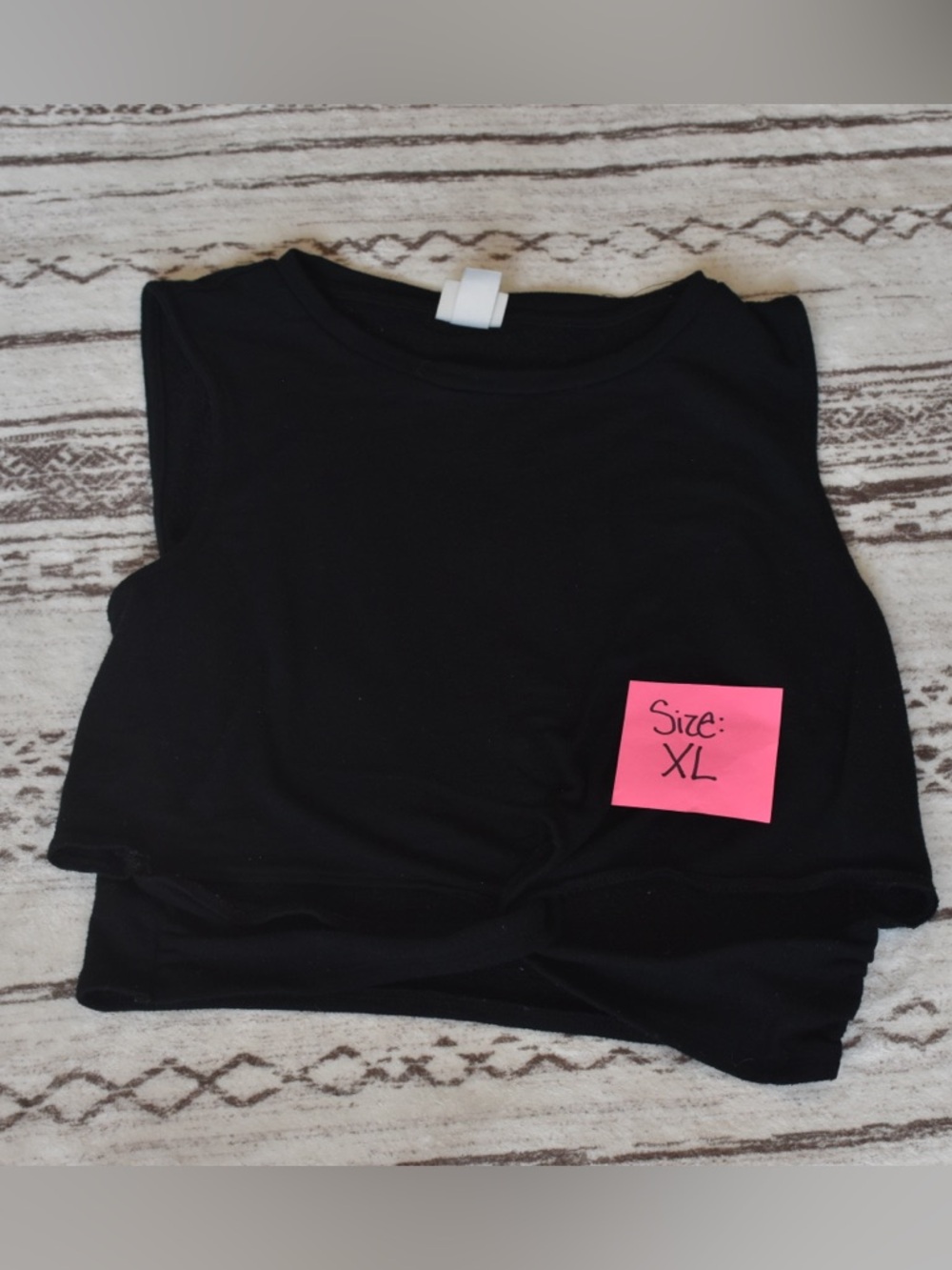 Women's Black Cropped Tank Top - Sleeveless Crew Neck